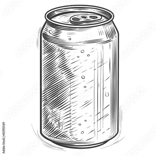 blank drink can canned drink with engraving sketch style black color only