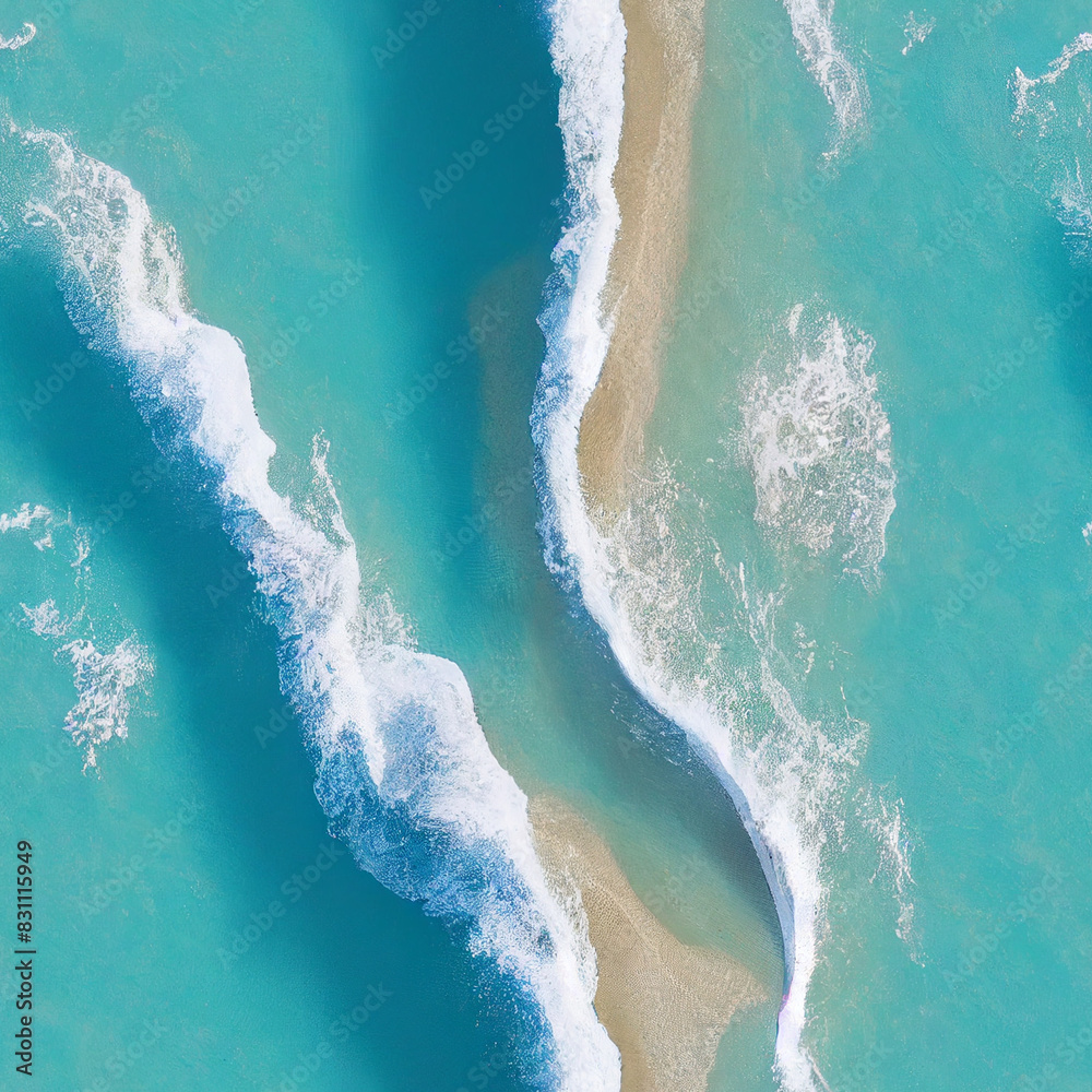 Fototapeta premium Seamless overhead water ocean waves blue texture