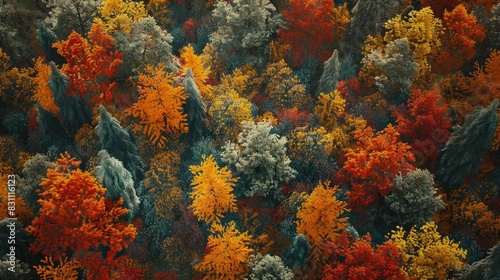 Autumn forest with colorful foliage  illustrating the beauty of seasonal changes and natural cycles