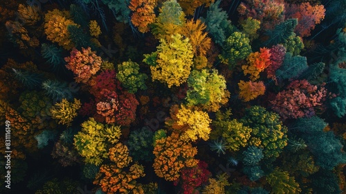 Autumn forest with colorful foliage, illustrating the beauty of seasonal changes and natural cycles