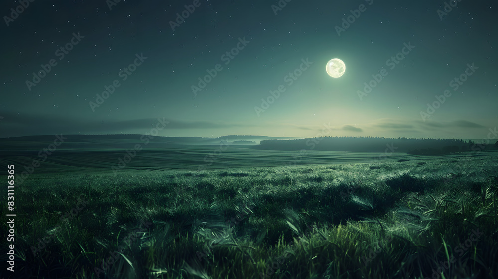 Northern lights over the field in the night in germany isolated on white background, hyperrealism, png
