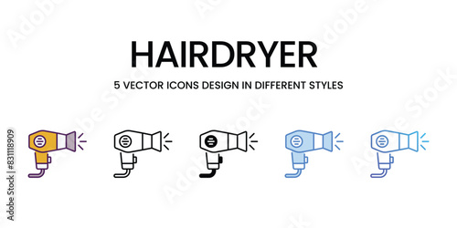 Hairdryer icons vector set stock illustration.