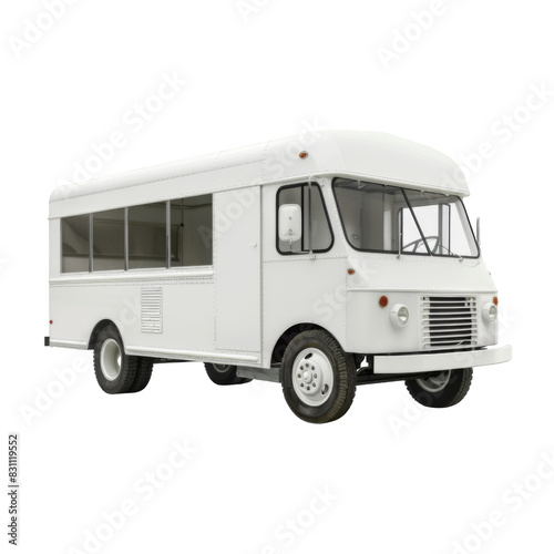 White Food truck on white background