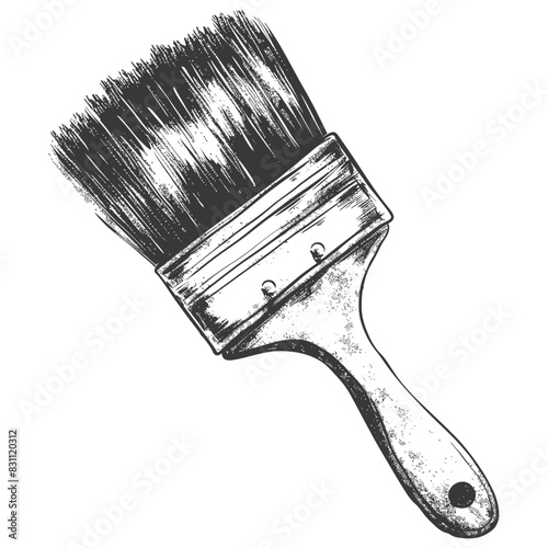 brush for painting walls with engraving sketch style black color only