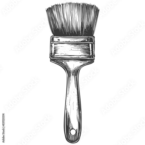 brush for painting walls with engraving sketch style black color only