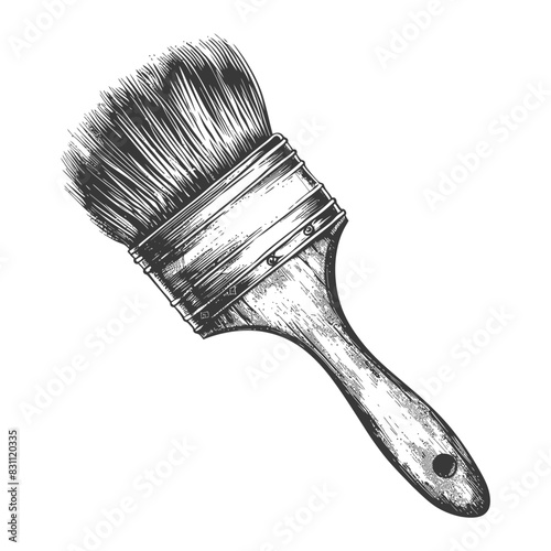 brush for painting walls with engraving sketch style black color only