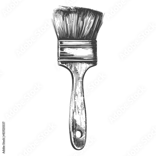 brush for painting walls with engraving sketch style black color only