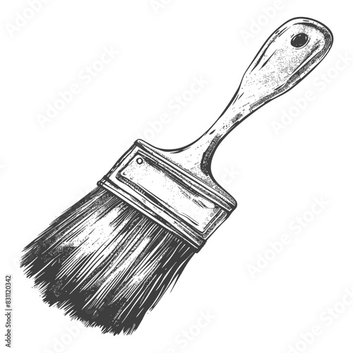 brush for painting walls with engraving sketch style black color only