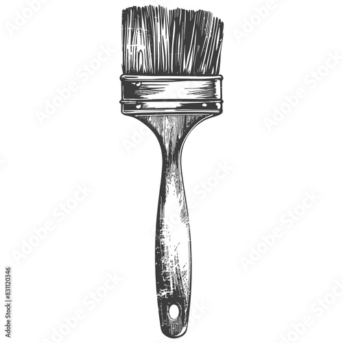 brush for painting walls with engraving sketch style black color only