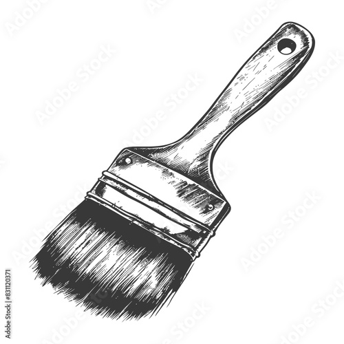 brush for painting walls with engraving sketch style black color only