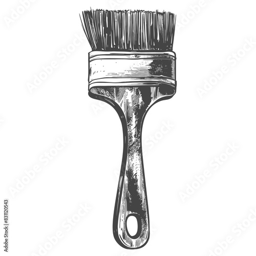 brush for painting walls with engraving sketch style black color only