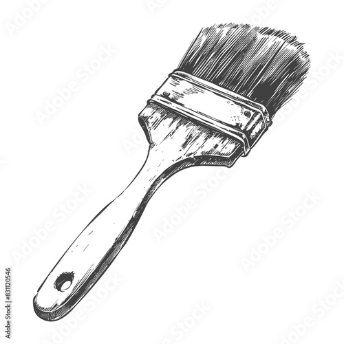 brush for painting walls with engraving sketch style black color only