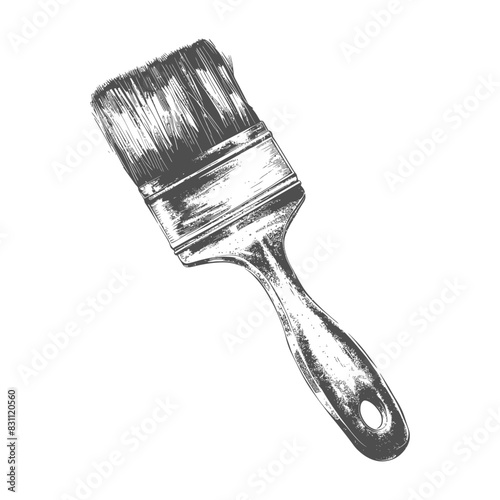 brush for painting walls with engraving sketch style black color only