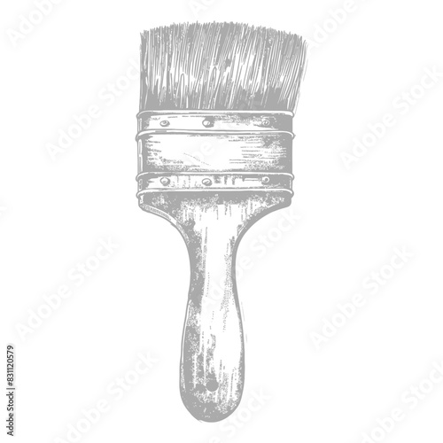 brush for painting walls with engraving sketch style black color only