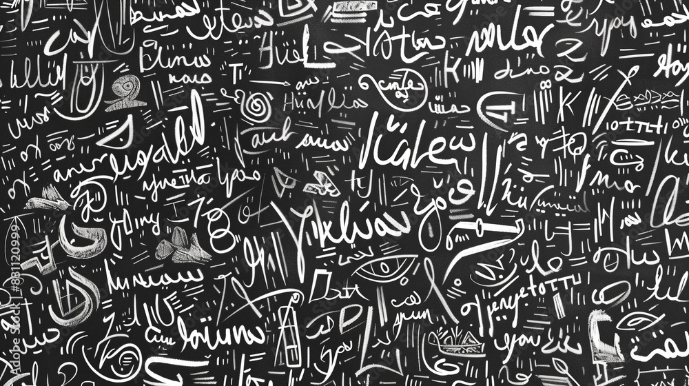 Ancient manuscripts and scripts in seamless black and white doodles, Ancient manuscripts and scripts in seamless black and white doodles,