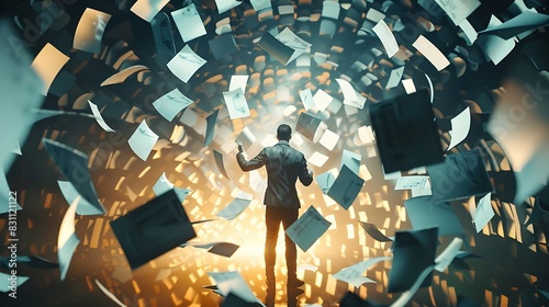 Successful career takeoff Profitable investment business concept Art collage : Generative AI
