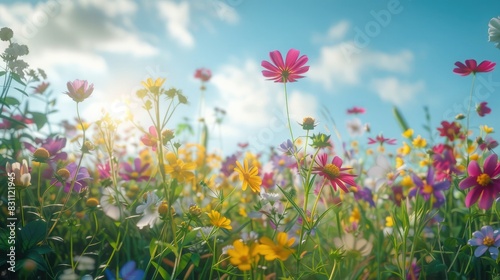 Field of wildflowers in full bloom, symbolizing biodiversity and natural beauty