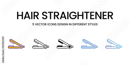 Hair Straightener icons vector set stock illustration.