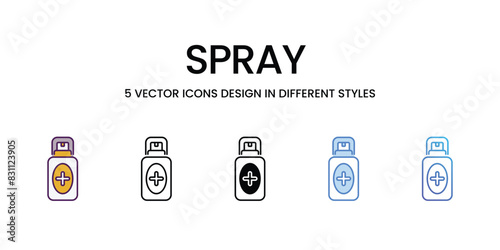Spray icons vector set stock illustration.
