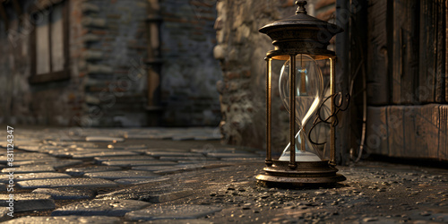Old hourglass in the street scene