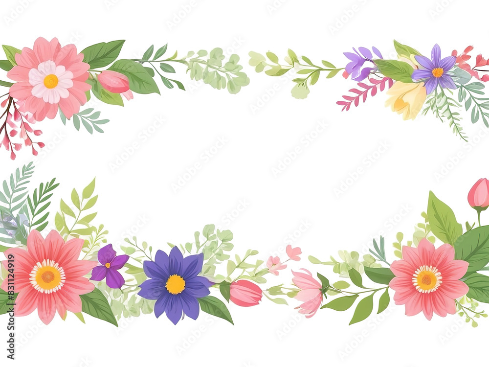 Square flower frame for text.Isolated white background. Square flower frame for text.Isolated white background.