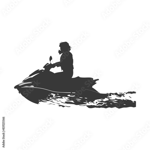 Silhouette Jet Ski Ride: Watercraft Adventure, Leisure Activity.