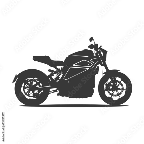 Electric Motorcycle Silhouette: Modern Cafe Racer Style Vehicle.