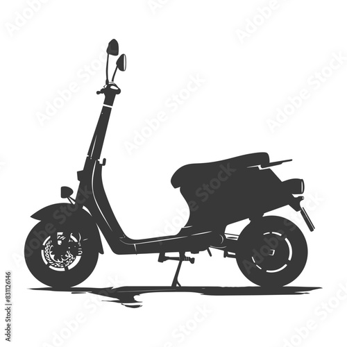 Retro Electric Scooter Silhouette: Isolated Vehicle Graphic on White.
