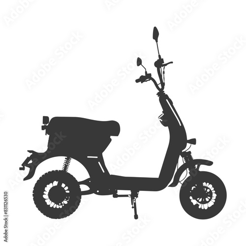 Electric Scooter Silhouette: Urban Commute Vehicle Isolated.