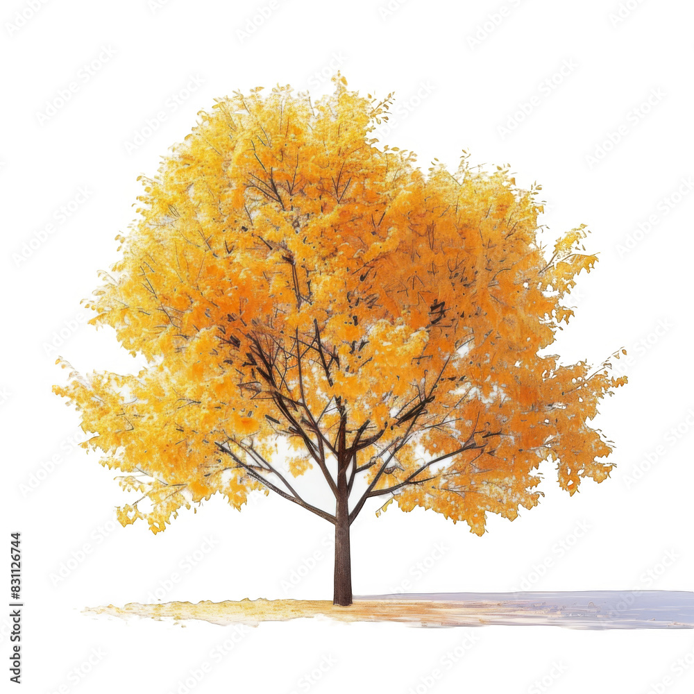 Yellow tree on white background Yellow tree on white background