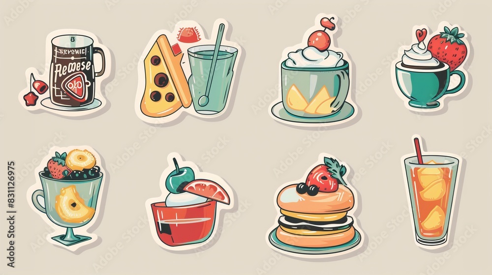 retro stickers pack vector retro stickers pack vector