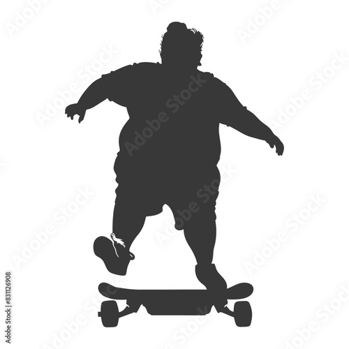 Silhouette: Overweight Person Skateboarding with Confidence.