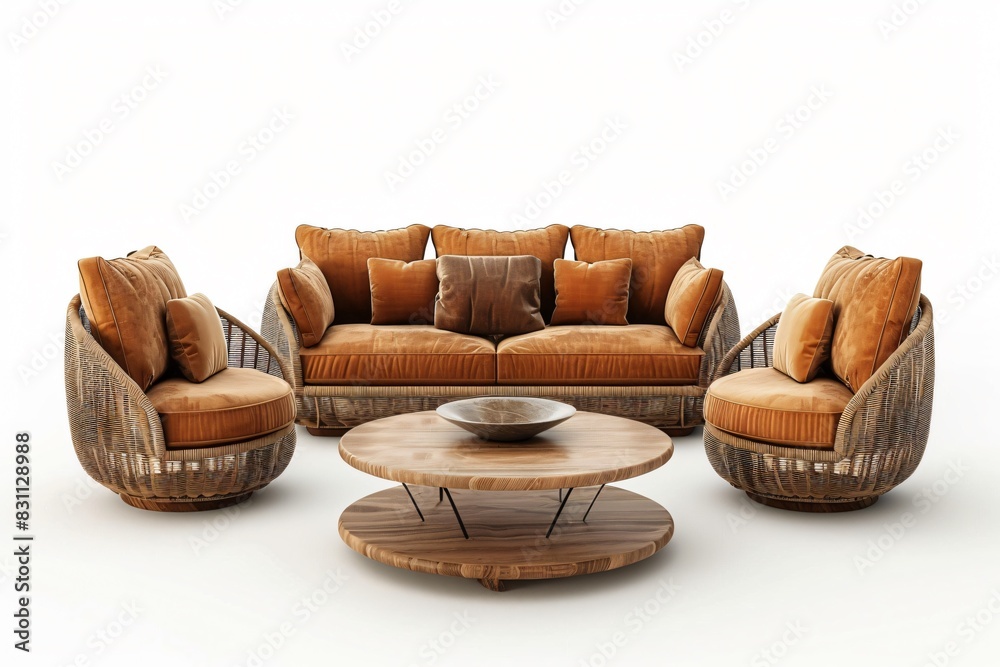 Fototapeta premium Close-up of couch, chair, table, coffee table