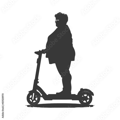 Silhouette of Overweight Woman on Electric Scooter