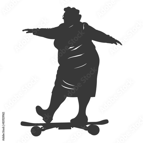 Silhouette of a Grandmother Skateboarding: Unexpected Adventure