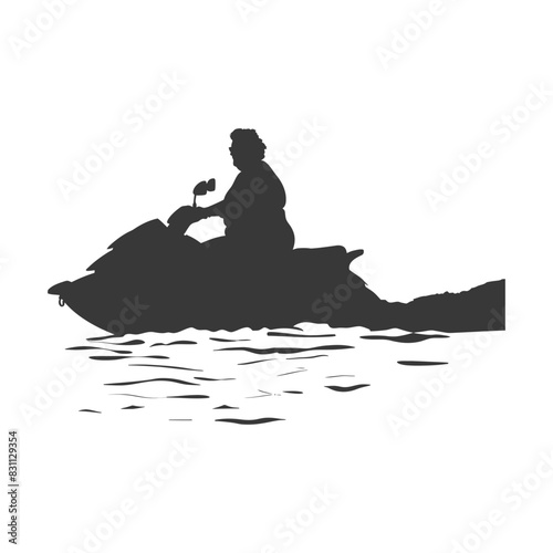 Silhouette of a Person on a Jet Ski, Water Sport Recreation Icon.