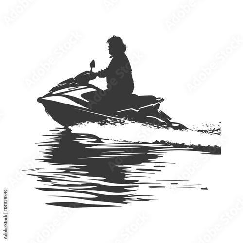 Silhouette Jet Ski Rider: Water Sport Adventure, Graphic Icon