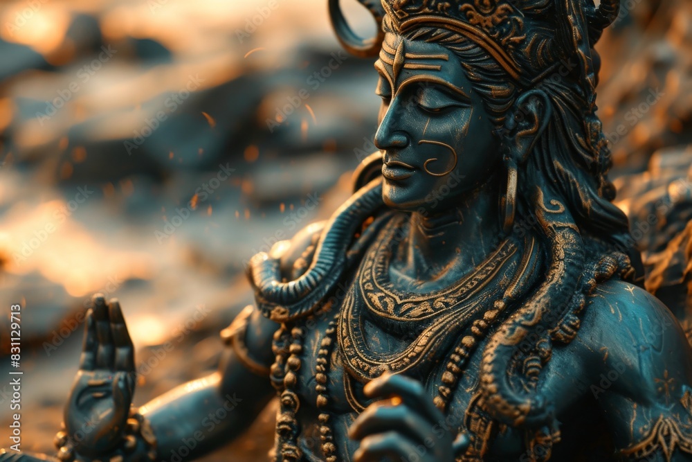 Fototapeta premium Meditative Ascendance Lord Shiva's, AI generated