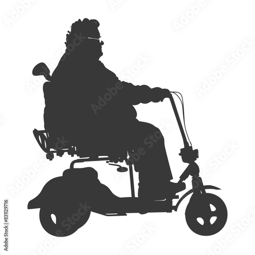 Silhouette of a Person on a Mobility Scooter, Vector Illustration.