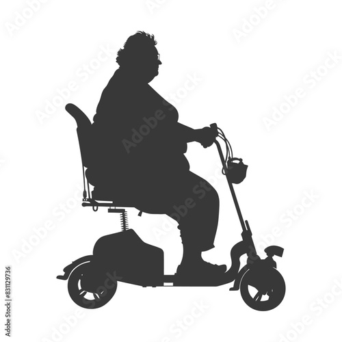 Silhouette of an Elderly Woman on Electric Mobility Scooter.
