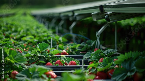 Symphony of Strawberry Growth: A Greenhouse Masterpiece photo