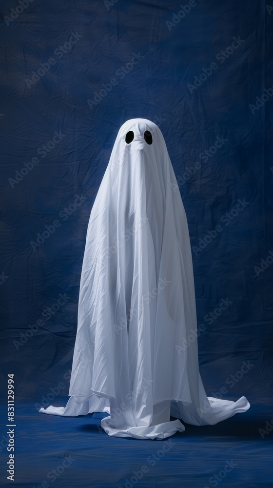 A Ghost Costume in Blue Background A Ghost Costume in Blue Background