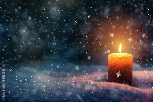 a candle in the snow photo