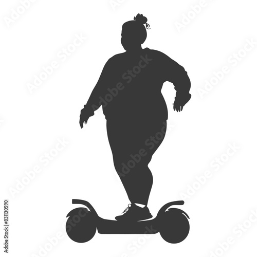 Silhouette of Woman Balancing on Self-Balancing Scooter, Modern Urban Mobility.