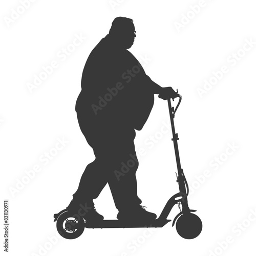 Silhouette of a Man on Electric Scooter, Urban Mobility, Weight Management Concept.