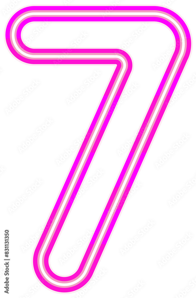 Vector bright pink neon light number typography design-7 Vector bright pink neon light number typography design-7