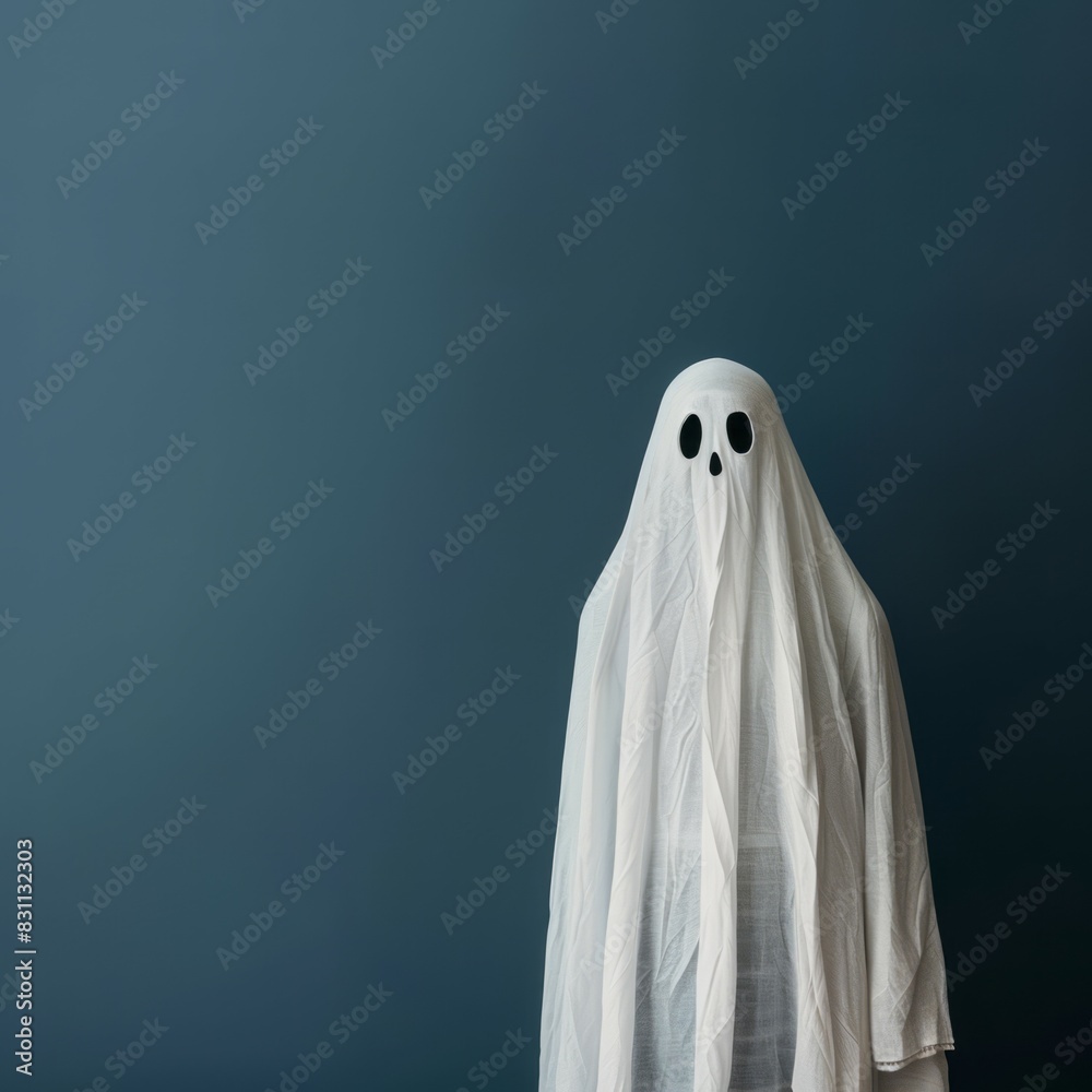 A Ghost Costume in Blue Background 