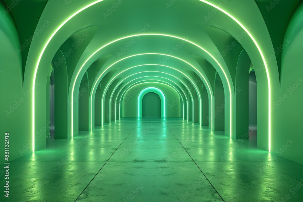 Close-up tunnel green lights building