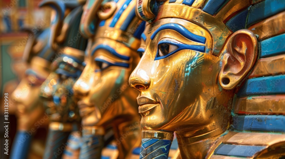 Obraz premium Elaborately designed Egyptian pharaohs, gold colours, 16:9