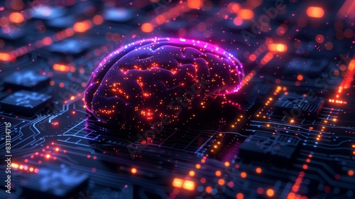 Illuminated Brainwave Symphony. Generative AI